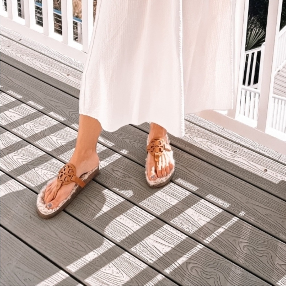 Tory Burch Leather Miller Cloud Sherling Sandals size 8.5